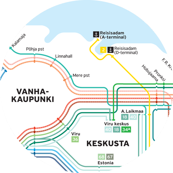 raitiovaunureitit kartta Julkinen liikenne   VisitTallinn raitiovaunureitit kartta